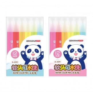 软头可水洗三角杆熊猫12色水彩笔(G-0591)